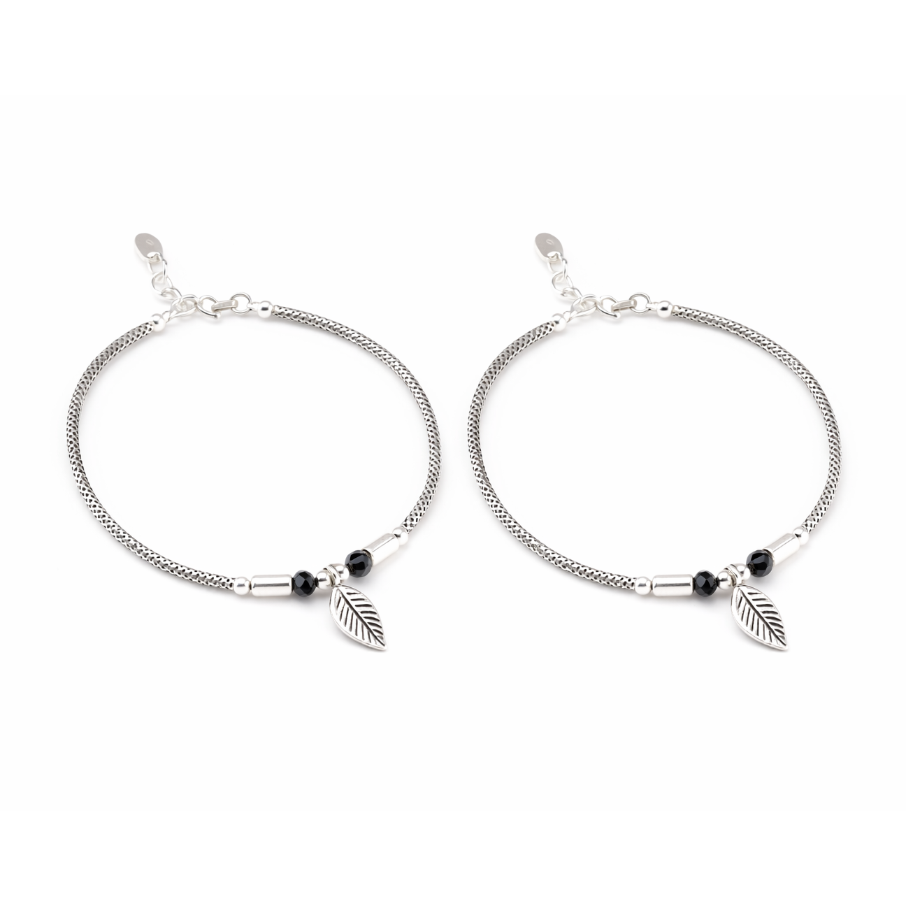 Leaf Charm Twin Bracelet Set – Minimal Elegant Adjustable Bracelets for Women | Nature Inspired Everyday Wrist Jewellery