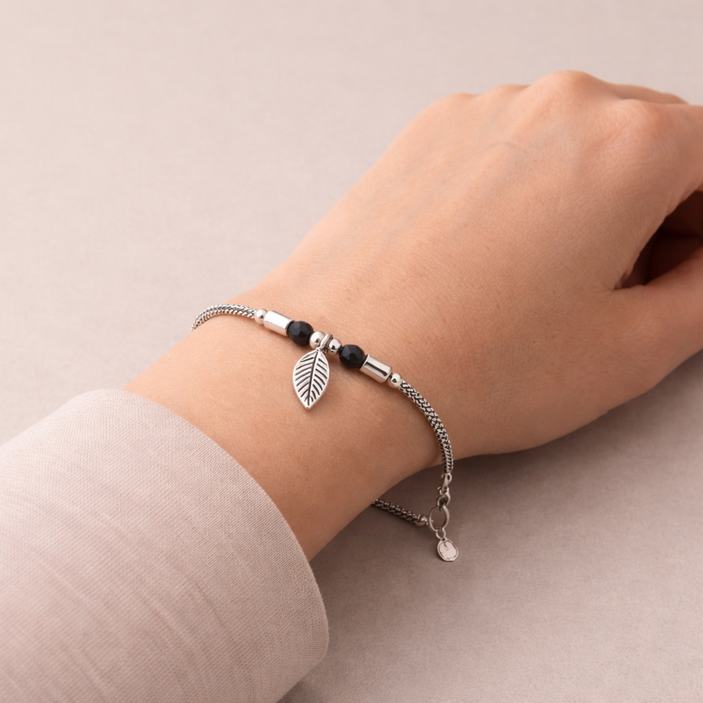 Leaf Charm Twin Bracelet Set – Minimal Elegant Adjustable Bracelets for Women | Nature Inspired Everyday Wrist Jewellery