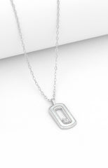 Silver Radiance Rectangle Pendant Necklace