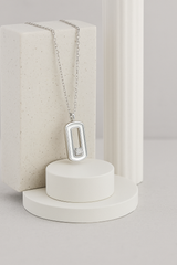 Silver Radiance Rectangle Pendant Necklace