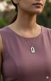 Silver Radiance Rectangle Pendant Necklace