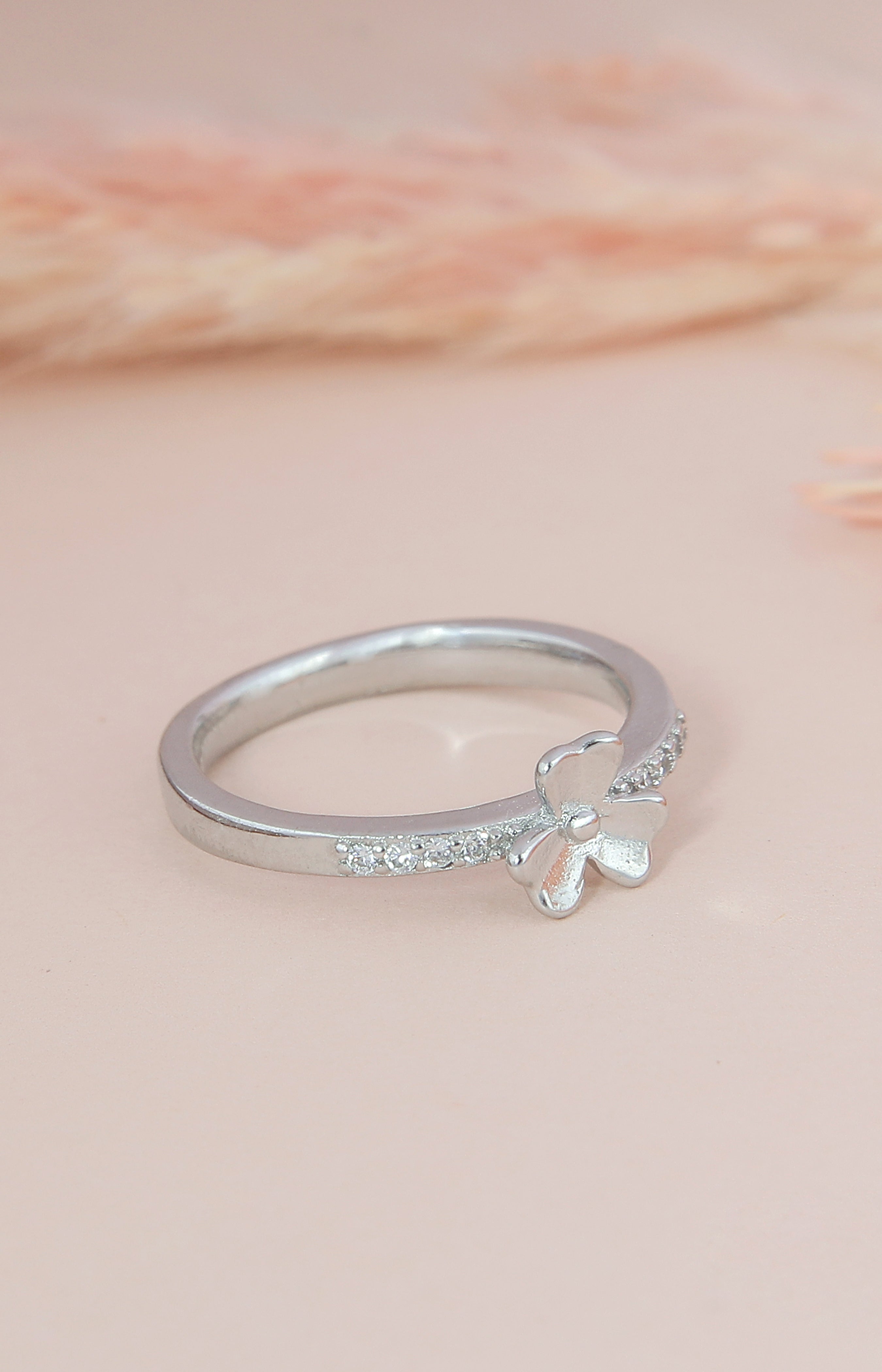 Silver Trio Bloom CZ Ring