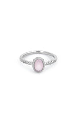 Blush Glow Solitaire Silver Ring