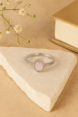Blush Glow Solitaire Silver Ring