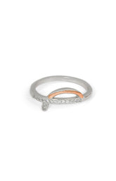 Silver Dual-Tone Curve Arc Ring