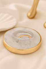 Silver Dual-Tone Curve Arc Ring