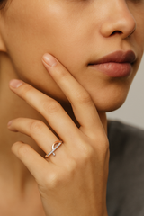Silver Dual-Tone Curve Arc Ring