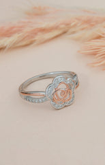 Star-Floral Dual Tone Sparkle Ring