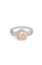 Star-Floral Dual Tone Sparkle Ring