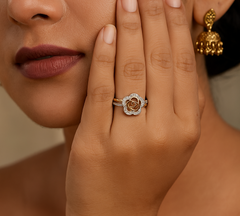 Star-Floral Dual Tone Sparkle Ring