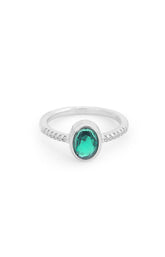 Emerald Glow Solitaire Silver Ring
