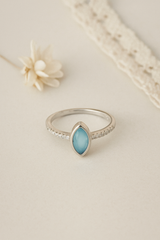 Blue Mist Marquise Silver Ring