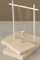 Silver Cascade Blossom Pendant Necklace
