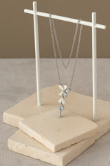 Silver Cascade Blossom Pendant Necklace
