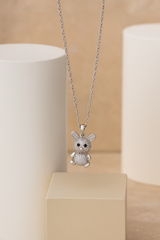Silver Sparkle Bunny Pendant Necklace