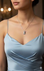 Silver Sparkle Bunny Pendant Necklace