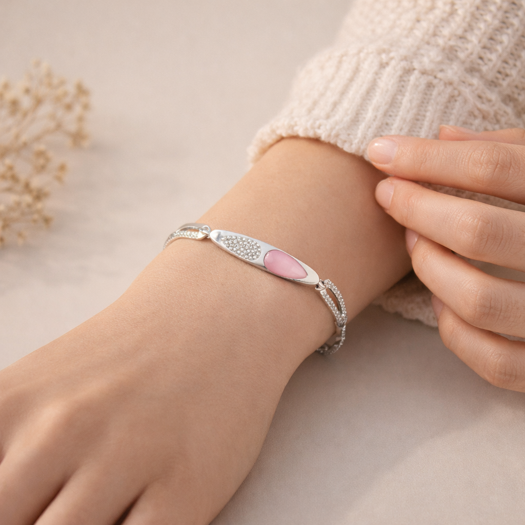 Blush Dual Drop Bracelet – Minimal Elegant Adjustable Bracelet for Women | Modern Soft Statement Jewellery