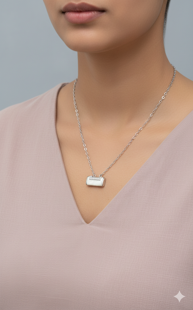 Silver Sleek Bar Pendant Necklace