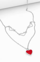Silver Scarlet Heart Layered Necklace