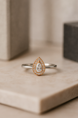 Blush Teardrop Halo Ring