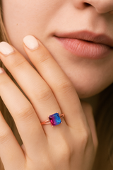 Square Cut Mystic Topaz Gemstone Ring