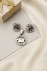 Silver Regal Crown Pendant Set