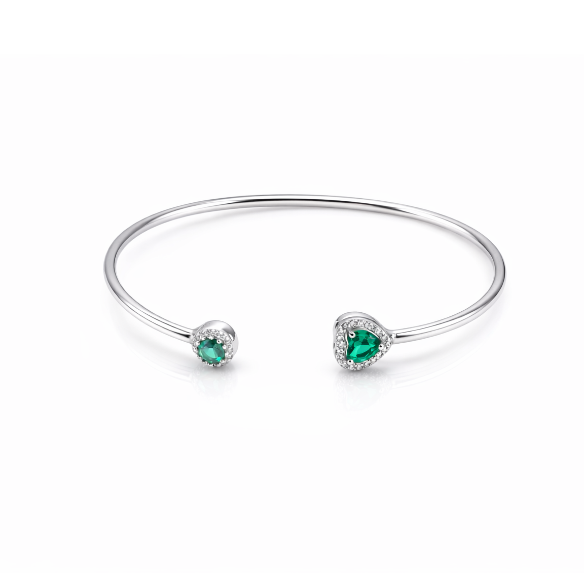 Emerald Duo Open Bangle – Minimal Elegant Adjustable Bracelet for Women | Contemporary Everyday Jewellery