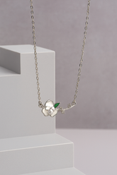 Silver Blossom Branch Pendant Necklace