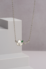 Silver Blossom Branch Pendant Necklace