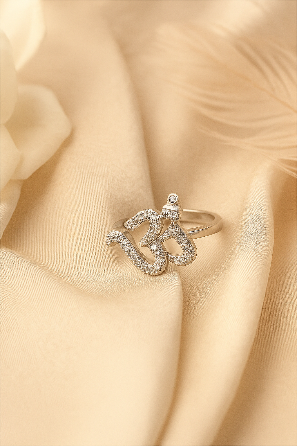 Silver Radiant Om Statement Ring