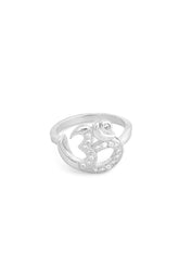 Silver Om Crescent Sparkle Ring