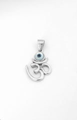 Silver Om Evil Eye Pendant
