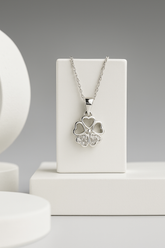 Silver Four-Heart Clover Pendant