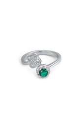 Emerald Knot Silver Ring