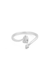 Silver Heart Bloom Open Ring