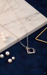 Silver Twin Harmony Pendant Necklace