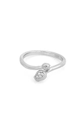 Silver Twin Bloom Open Ring