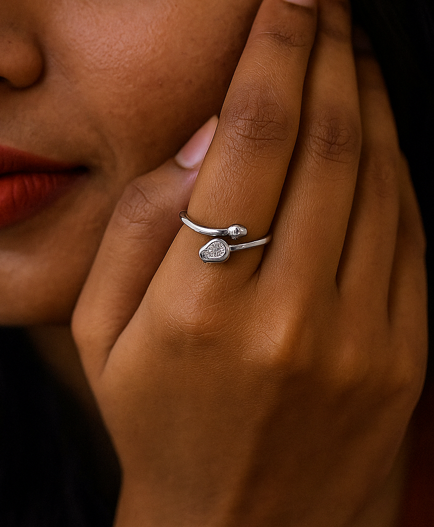 Silver Twin Bloom Open Ring