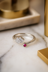 Twin Tile Ruby Ring