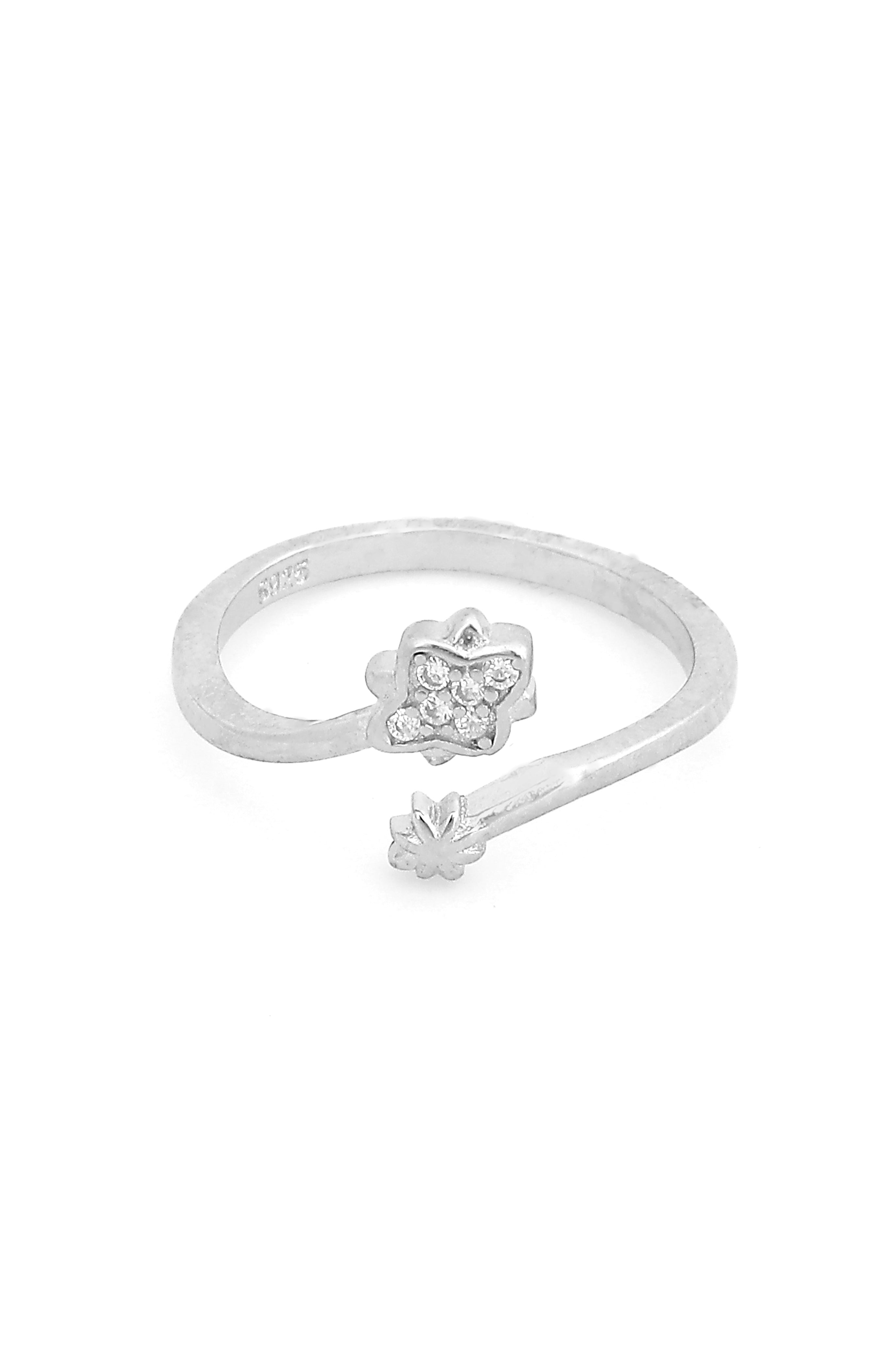 Silver Twinkling Stars Open Ring