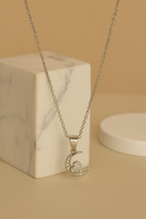 Silver Moon & Heart Pendant