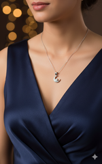 Silver Moon & Heart Pendant