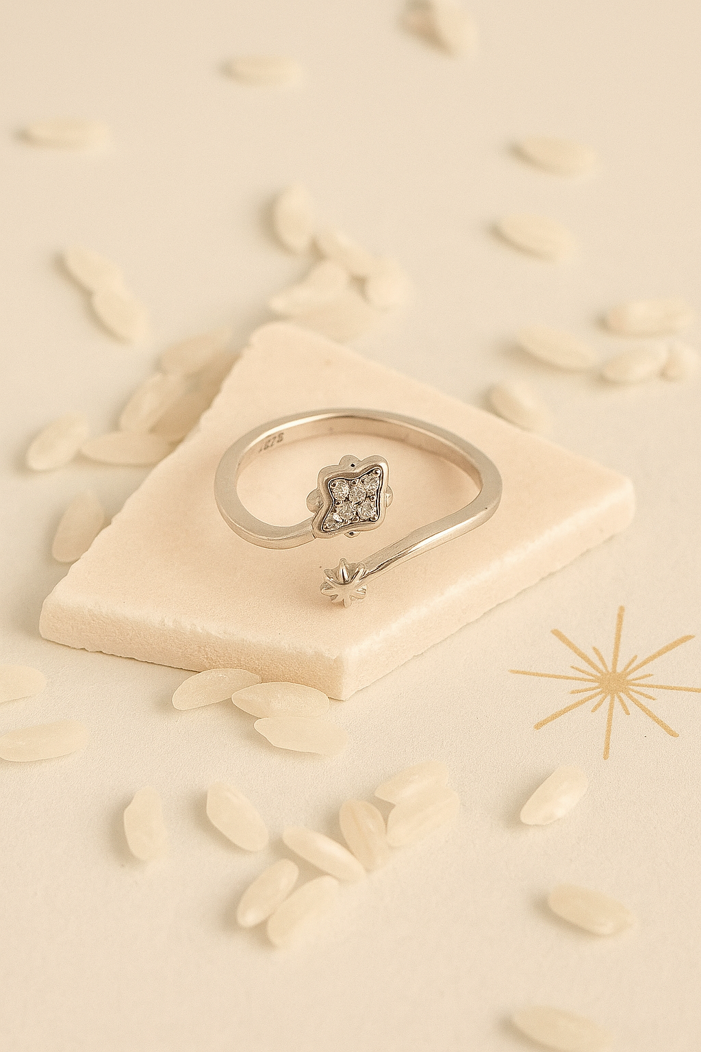 Silver Twinkling Stars Open Ring