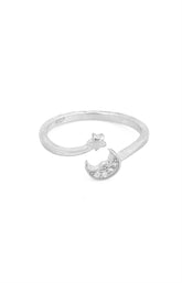 Silver Moon & Star Whisper Ring