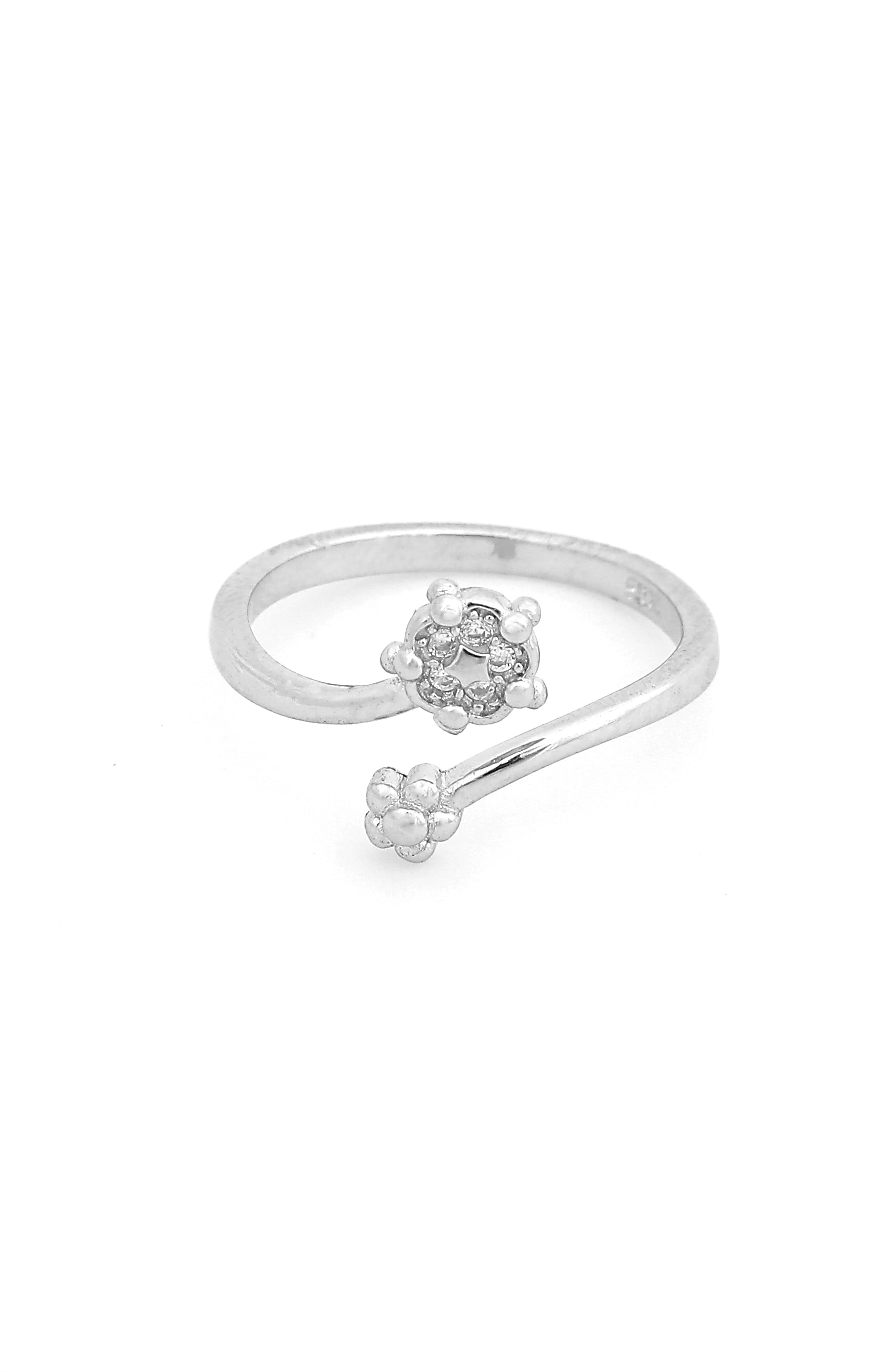 Silver Daisy Bloom Open Ring