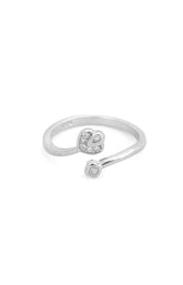 Silver Twin Heart Whisper Ring