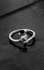 Silver Heart & Bow Ring