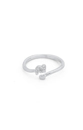 Silver Heart & Bow Ring