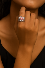 Silver Scarlet Bloom Transformable Ring-Bracelet