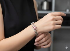 Silver Scarlet Bloom Transformable Ring-Bracelet